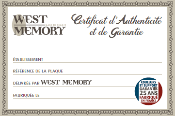 Certificat authenticité et garantie WestMemory